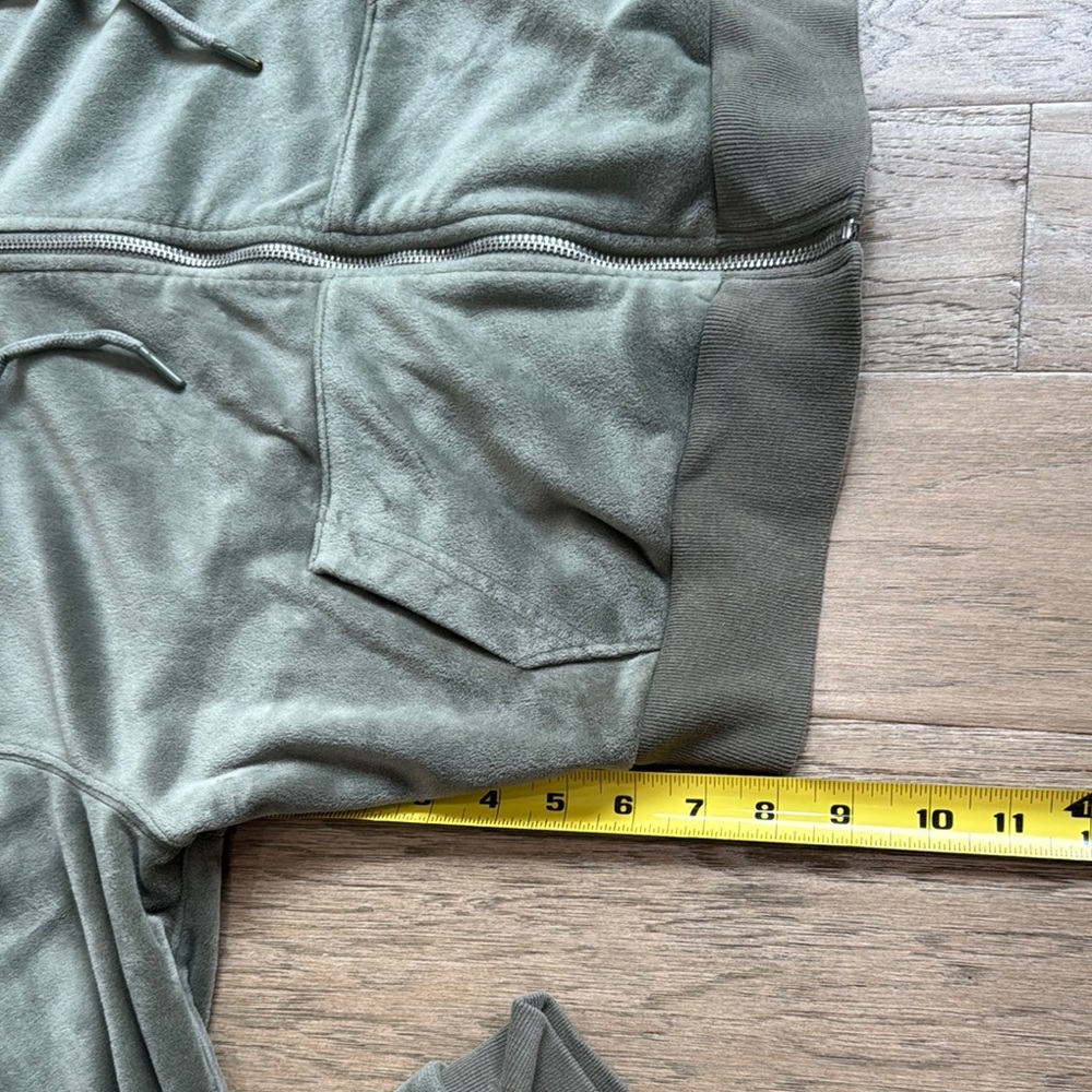 Abercrombie and Fitch Jacket Womens Small Green Velvet Track Hood Full Zip - Picture 5 of 8
